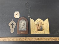 Religious Items- Including Sancta Maria Plaque &