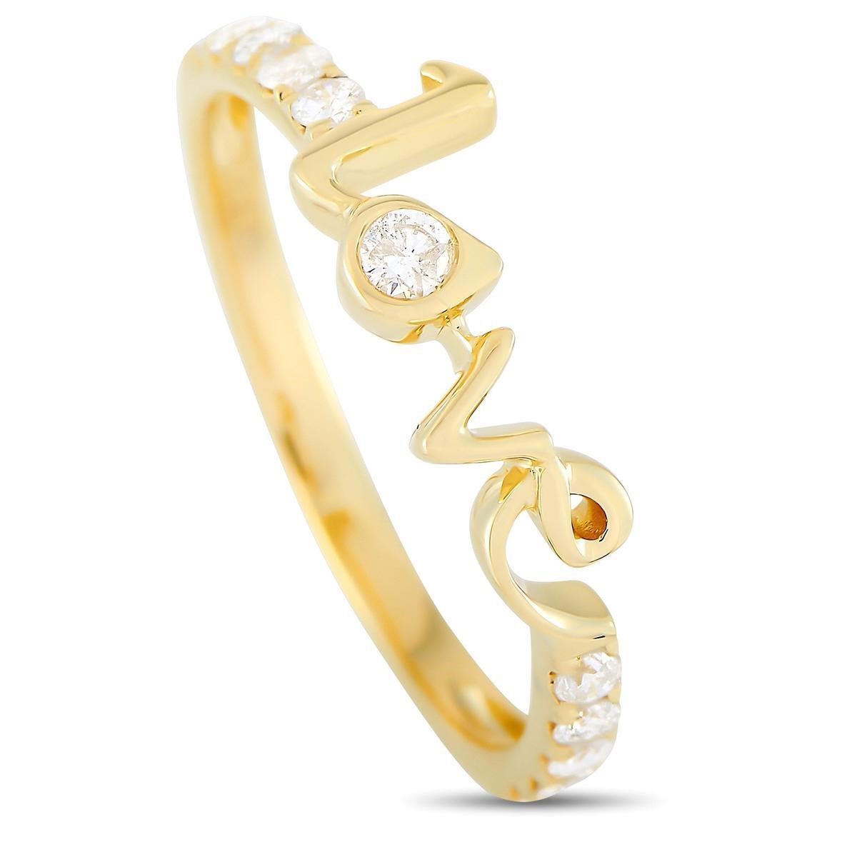 14K Yellow Gold 0.25 ct Diamond Love Ring