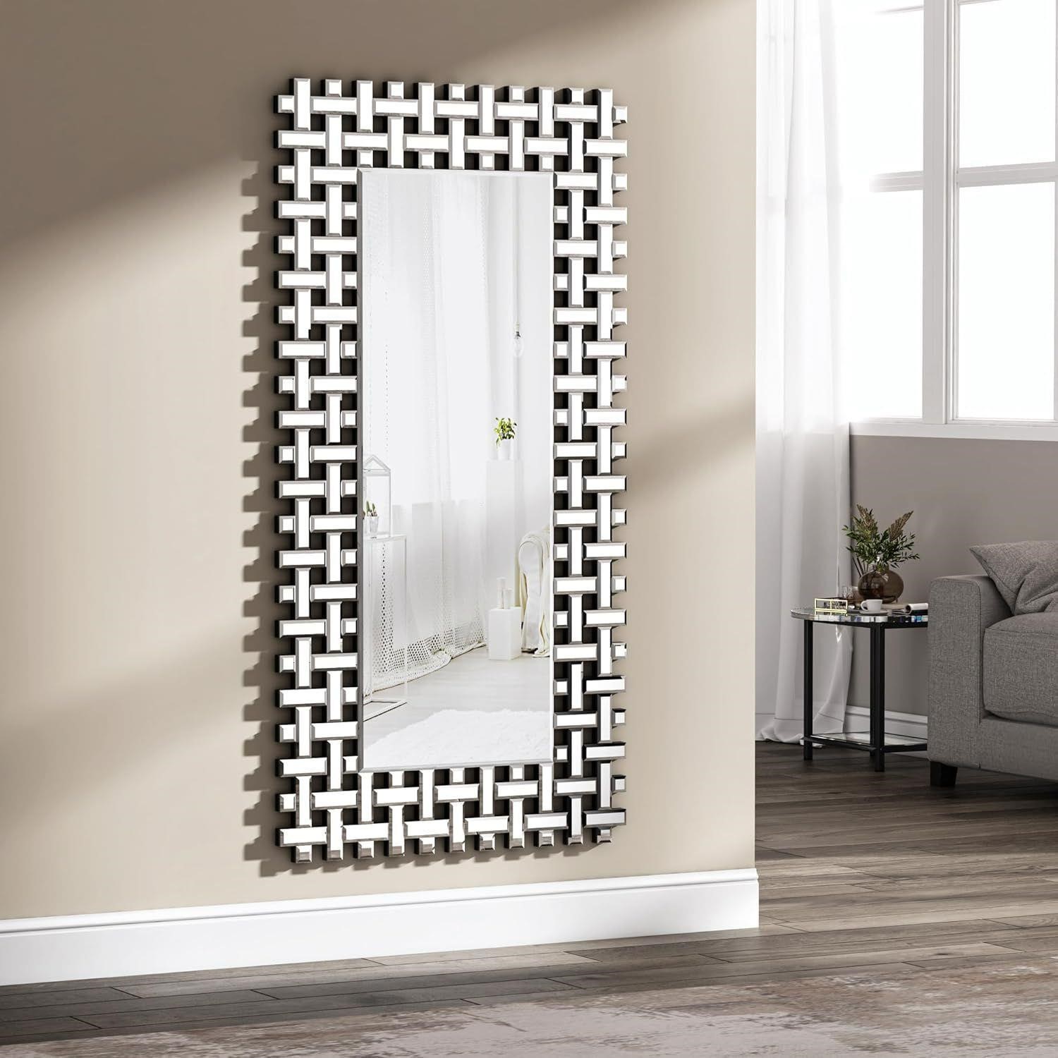 MUAUSU Rectangle Wall Mirror 47"x24"Silver