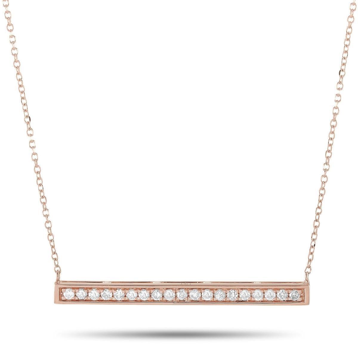 14K Rose Gold 0.25ct Diamond Bar Necklace