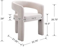 $379-HNY Modern Dining Chair, Linen Upholstered Ac