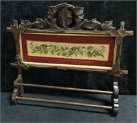 Wood Carved Victorian Needle Point Towel Bar