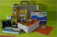 Alum Case, 15 Note Books, Envelopes, Alarm Clock,