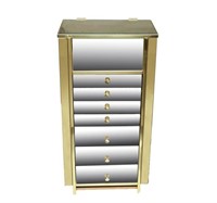 Mirrored & Gilt Brass Freestanding Jewelry Chest