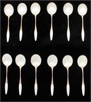 Frigast Sterling Silver Vermeil Enamel Spoons, 12