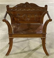 (M) 19th Century Carved Mahogany Irish Hall Chair