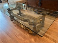 Glass Top Coffee Table w/Wood Base-30"x60"