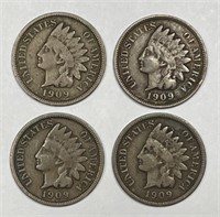 1909 Indian Head Cent Lot of 4