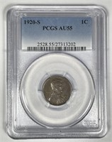 1920-S Lincoln Wheat Cent PCGS AU55