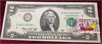 (1) 1976 Stamped $2 Bill