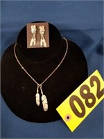 Feather Necklace & Earrings (Ship or Pick up)