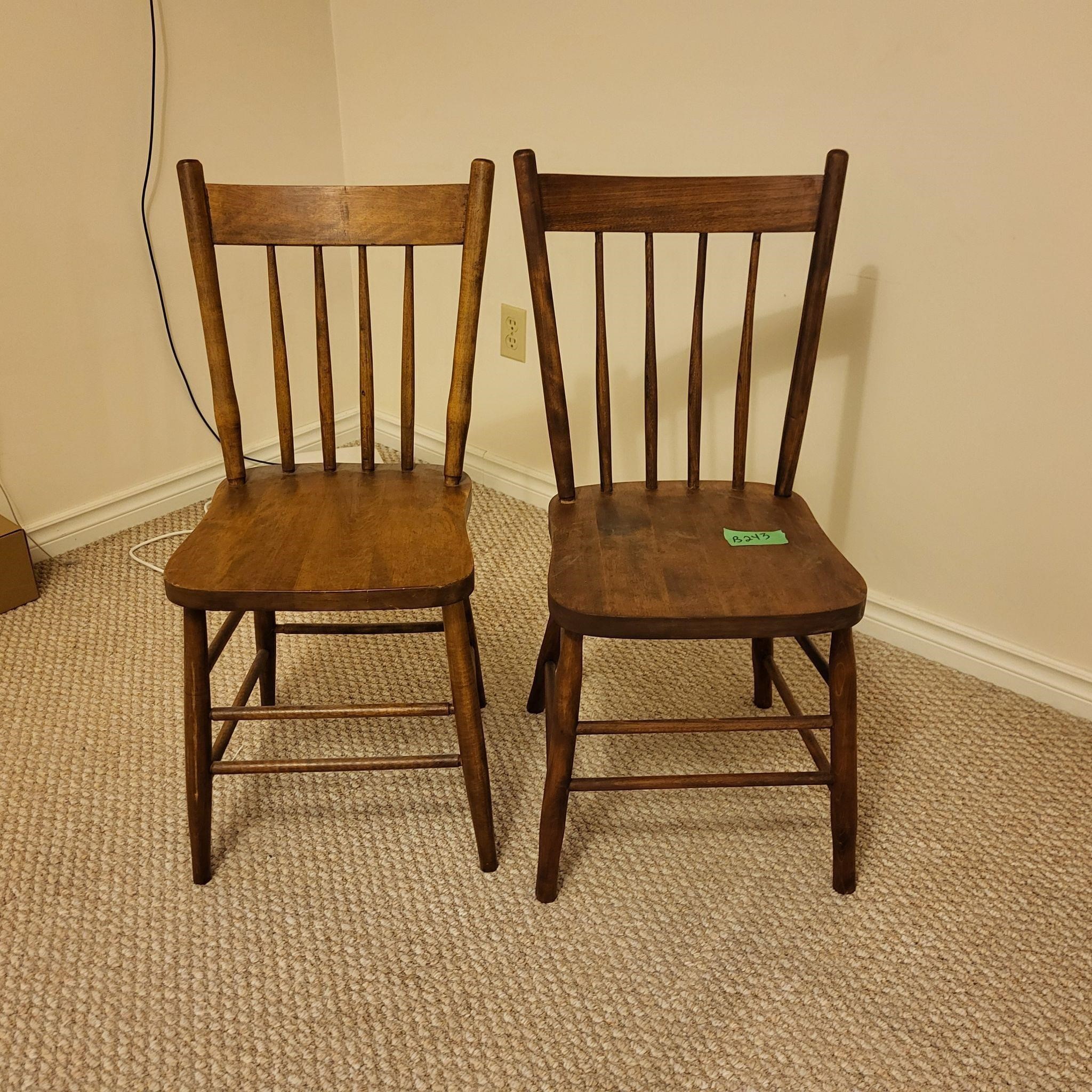 B243 Two vintage wood chairs