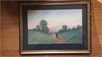 Antique 1924 original water color painting on