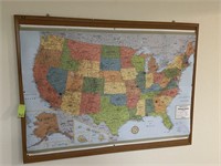 Rand McNally United States Map On Cork Board