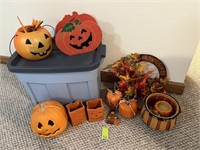 Fall Decor In Storage Tote w/ Lid