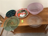 Metal Vintage Snowman Tray & Other Trays