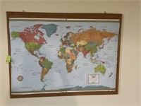 Large Rand Mcnally World Map On Cork Board