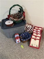 Christmas Decor In Storage Tote w/ Lid