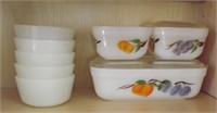 FIRE KING BOWLS AND REFRIGERATOR DISHES