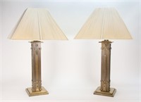 Pair of Arts & Crafts Style Brass Table Lamps