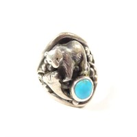 VTG NAVAJO STERLING SILVER & TURQUOISE RING SZ:8