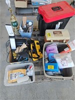 LAMP, GARDENING PADS, TOOL BAG, TACKLE BOX, SAND