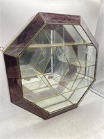 Vintage Octagon Cut Glass Brass Display Case