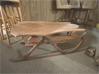 Wooden sleigh coffee table