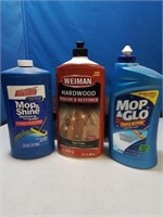 3 bottles of floor cleaner including moppin glow