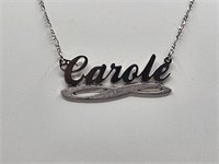 Sterling Silver Chain NAME CAROLE