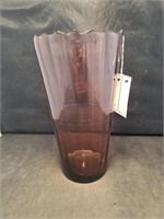 Purple Glass Vase Ribbed