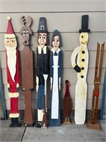 FUN WOODEN HOLIDAY STATUES- MISSING PARTS INCLUDED