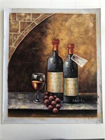 Wine and Grapes Still Life original painting on ca