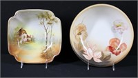 2 Vintage Prussia Porcelain Bowl & Plate