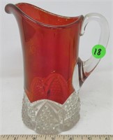 Ruby Red flash glass pitcher