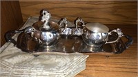 Leonard Silver Plated Tray and Cups, Silver