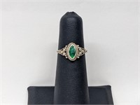 .925 Sterling Silver Green Marquise Ring