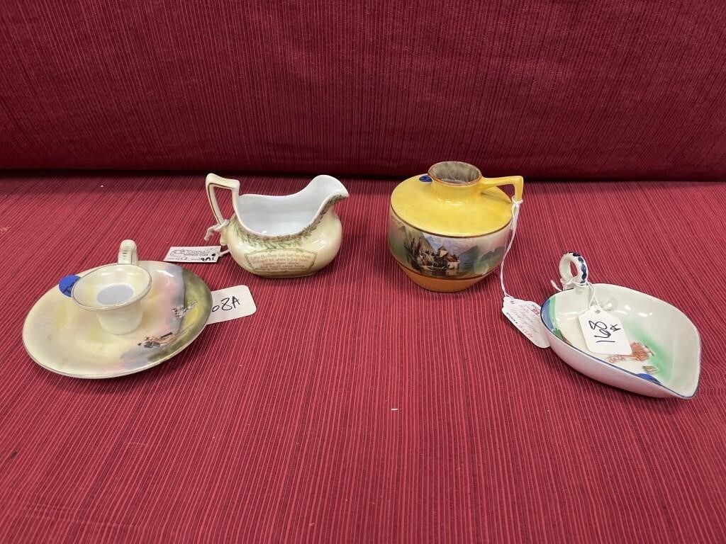 4 Royal Bayreuth porcelain, creamer, candlestick,