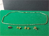 milor  925 necklace gold plated earrings 4 pairs