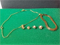 2 sets of 14kt gold post earrings and other items