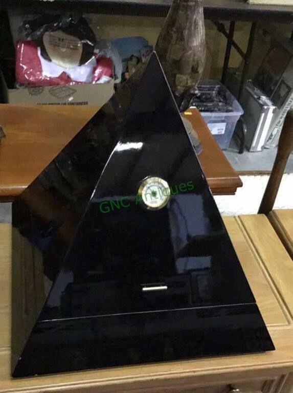 Pyramid shaped cigar humidor in a black lacquer