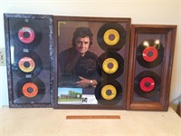 Johnny Cash Framed Picture & 45s