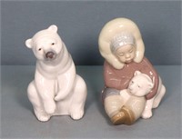 (2) Lladro Polar Bear Figurines