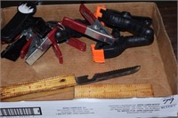 LOT OF CLAMPS AND FISHING KNIFE