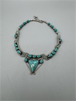 Turquoise Silver Necklace marked 925