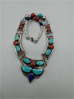 Turquoise Coral Necklace Stamped 925