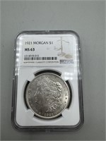1921 NGC $1 MS63 Morgan Silver Dollar