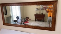 Antique Oak Frame Beveled Mirror