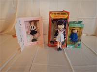 Three assorted dolls: