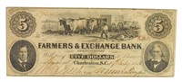 1856 Charleston S.C. $5 Obsolete